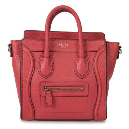 Celine Nano Luggage Red Baby Grained Calfskin Leather Nano Luggage Shoulder Bag | Walmart (US)