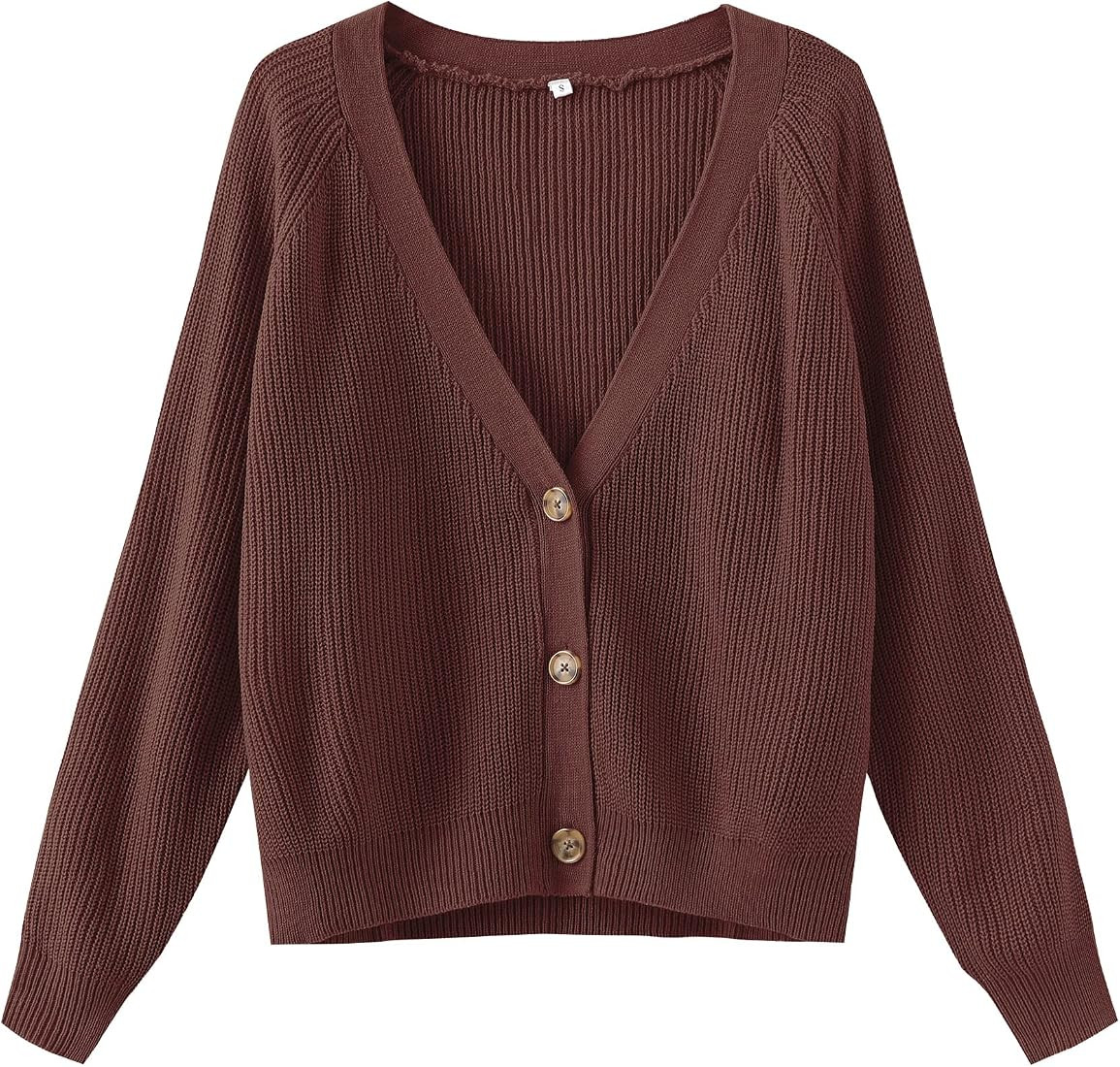 TASAMO Women's Long Sleeve Knit Sweater Open Front Cardigan Button Loose Outerwear | Amazon (US)
