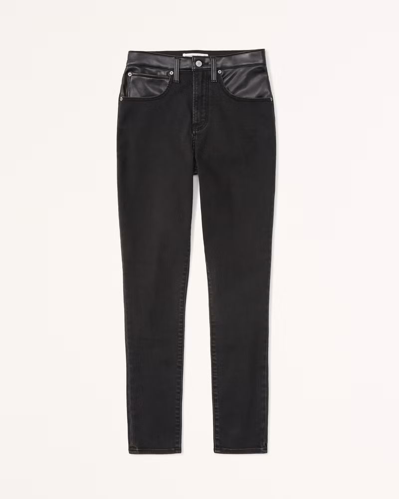Mixed Fabric Curve Love High Rise Super Skinny Ankle Jean | Abercrombie & Fitch (US)