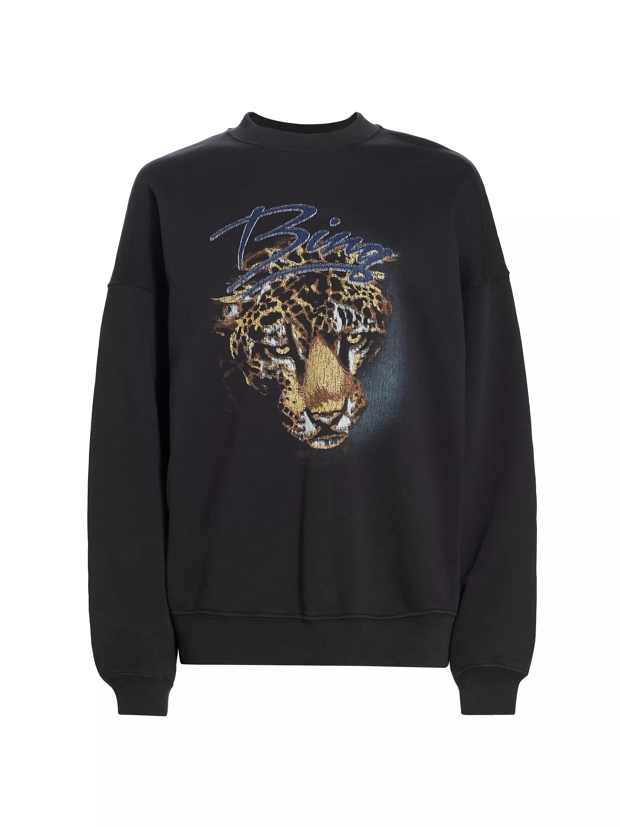 Shop Anine Bing Harvey Leopard Cotton Sweatshirt | Saks Fifth Avenue | Saks Fifth Avenue