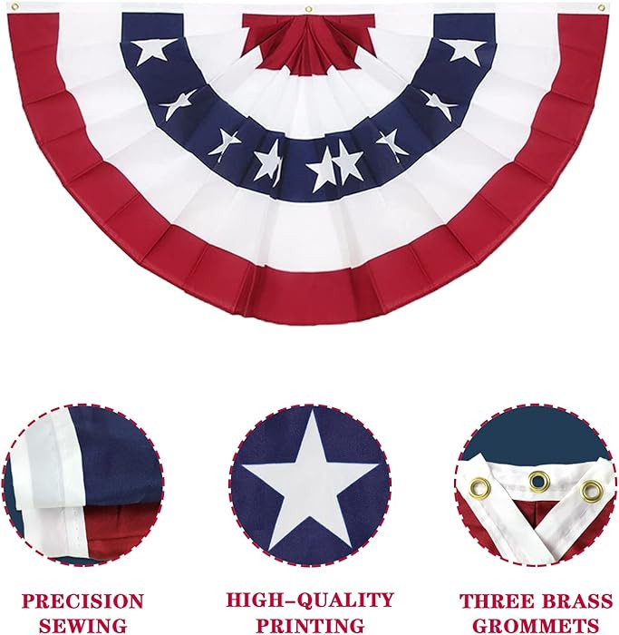 3x6 Ft American Pleated Fan Flag (Set of 4) – Patriotic Half Fan Bunting, 4th of July Memorial Day Decorations for 250th Anniversary | Amazon (US)
