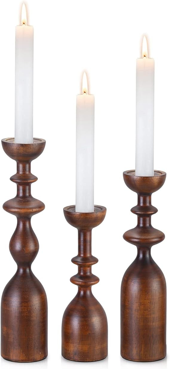 HOWSILAY Candle Holder Wood Candle Holders for Table Centerpiece Candlestick Holders Modern Farmh... | Amazon (US)