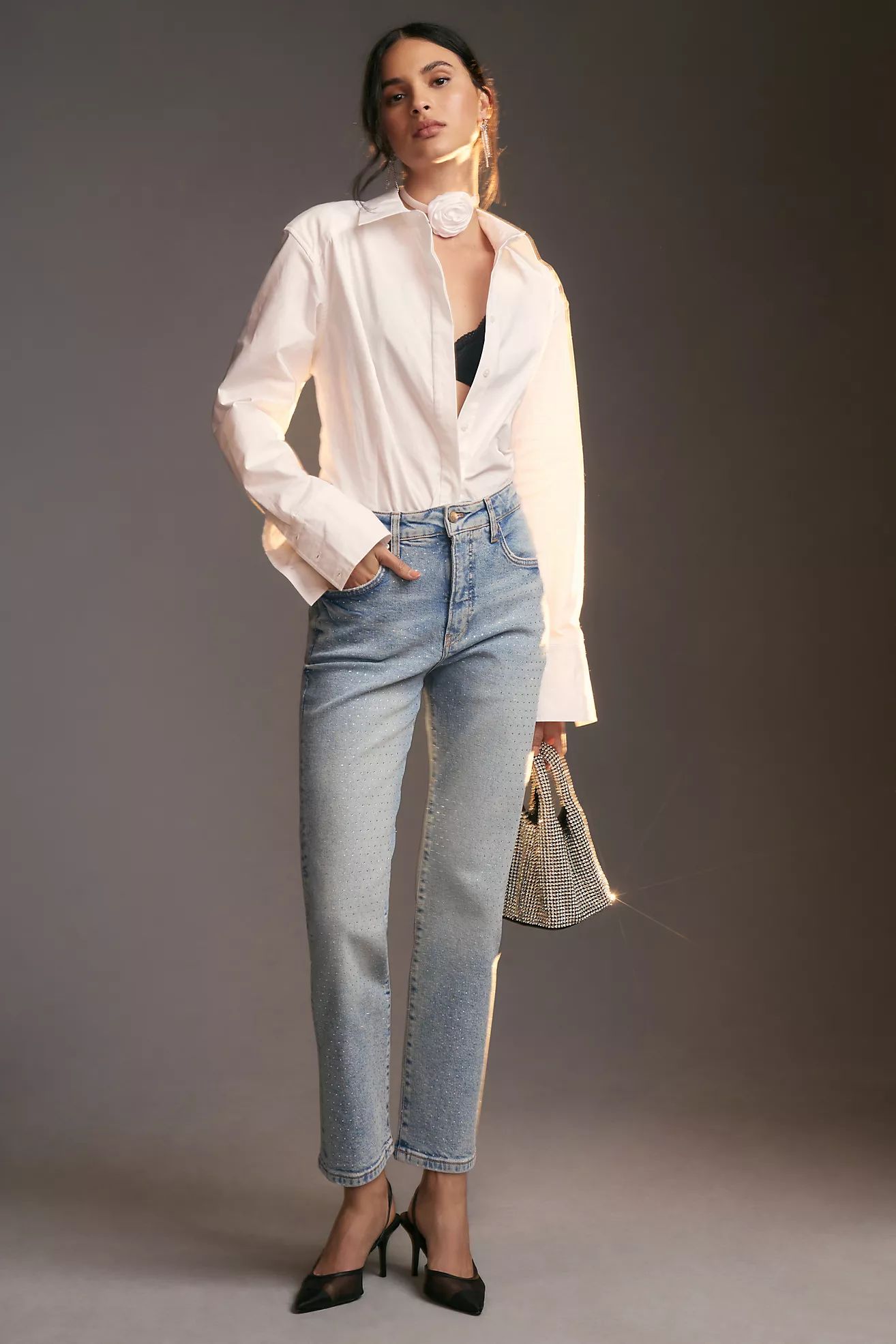 Pilcro Vintage High-Rise Gem Straight-Leg Jeans | Anthropologie (US)