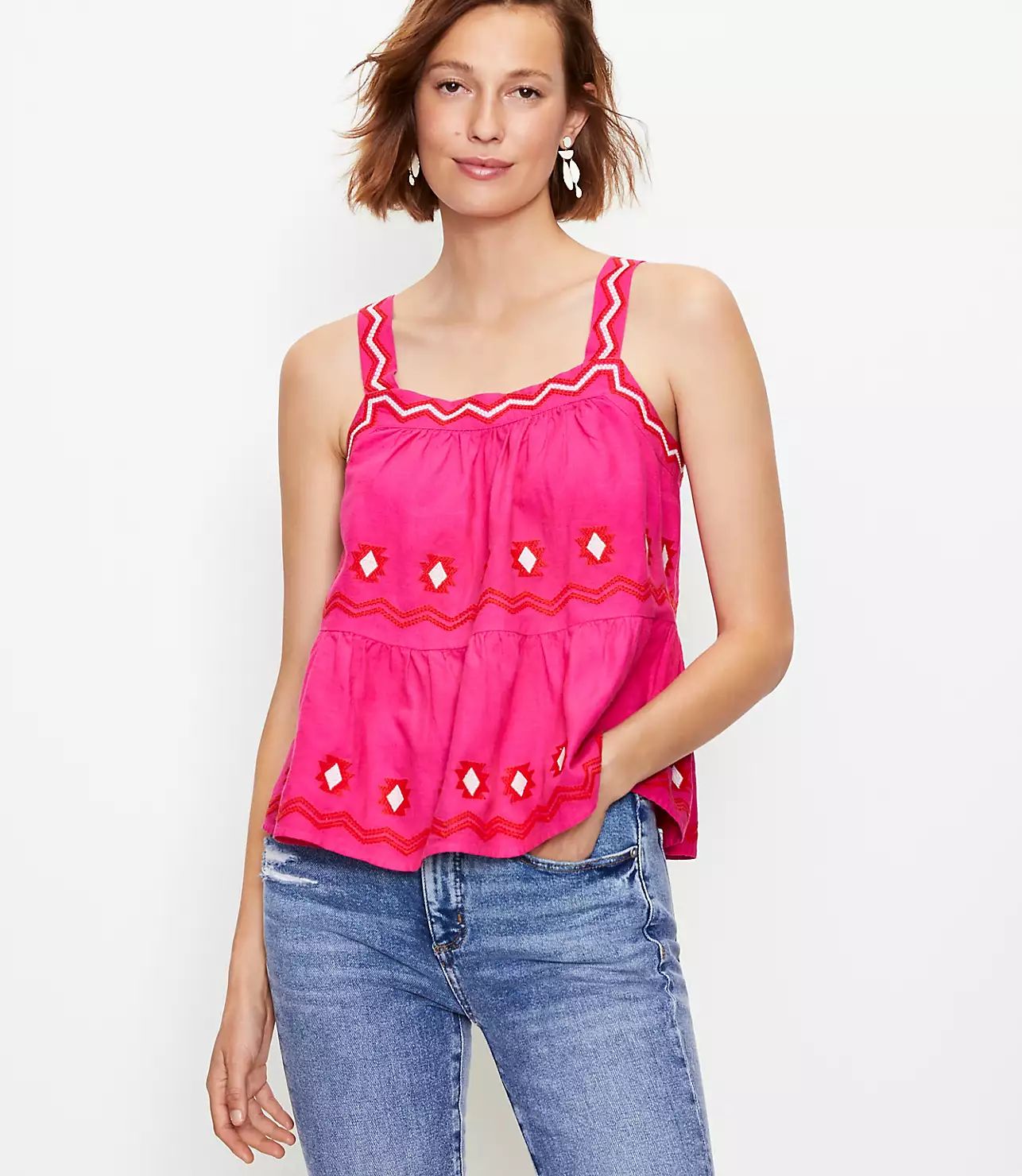 Embroidered Tiered Cami | LOFT