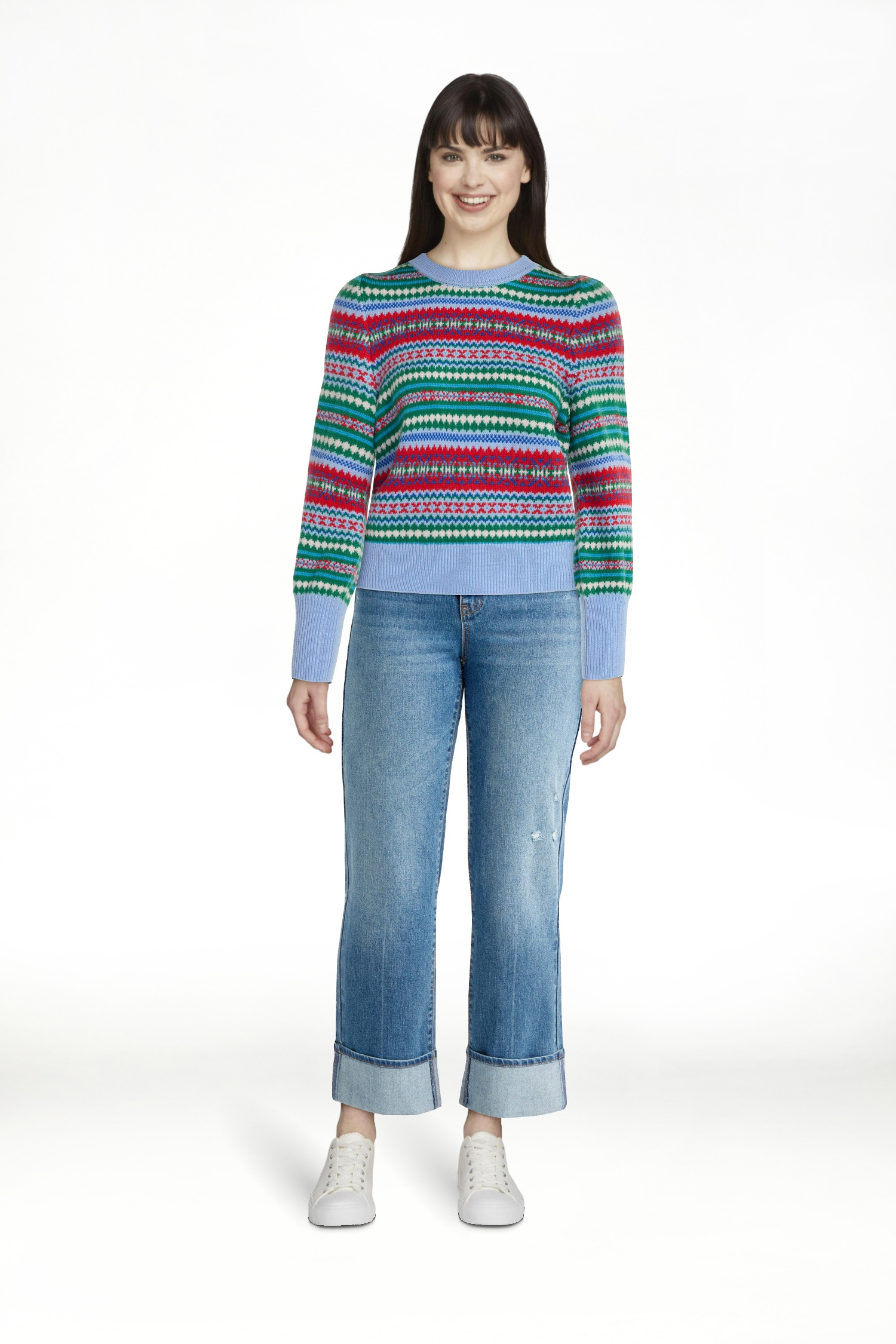 Free Assembly Women's and Women’s Plus Fair Isle Pullover Sweater with Tall Cuffs, Midweight, S... | Walmart (US)