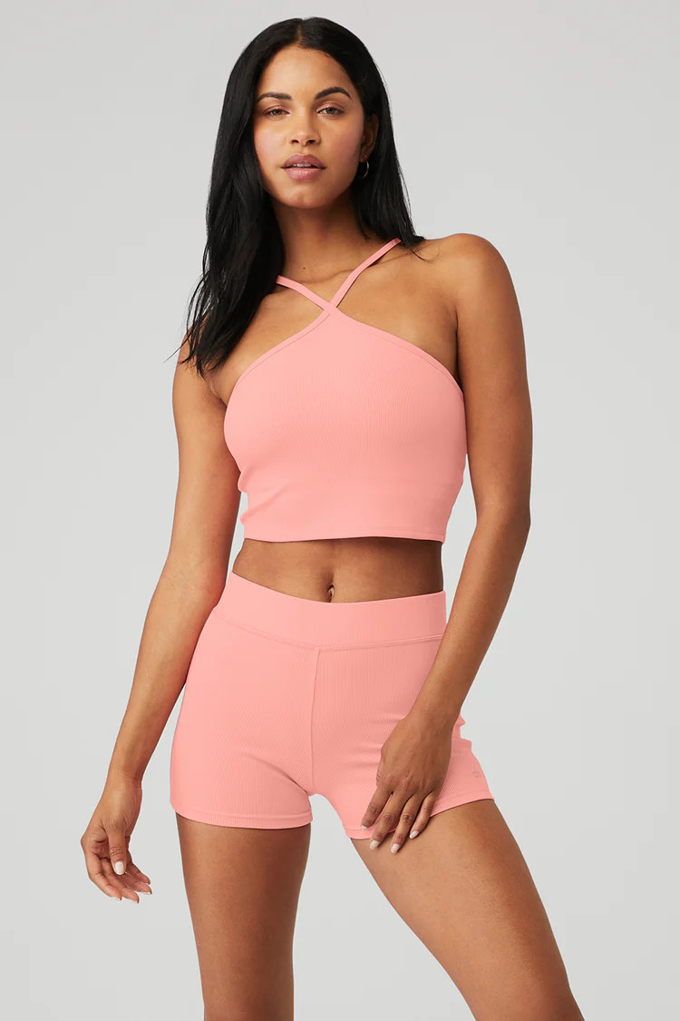 Goddess Ribbed Cross Crop Top | Alo Yoga (US)