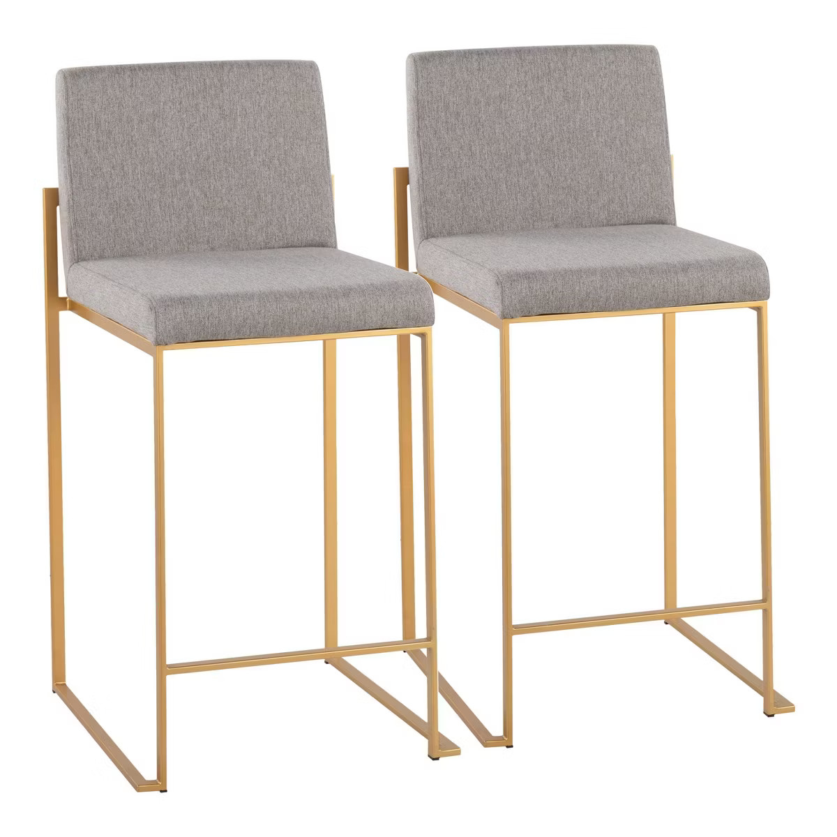 Set of 2 FujiHB Polyester/Steel Counter Height Barstools Gold/Gray - LumiSource | Target