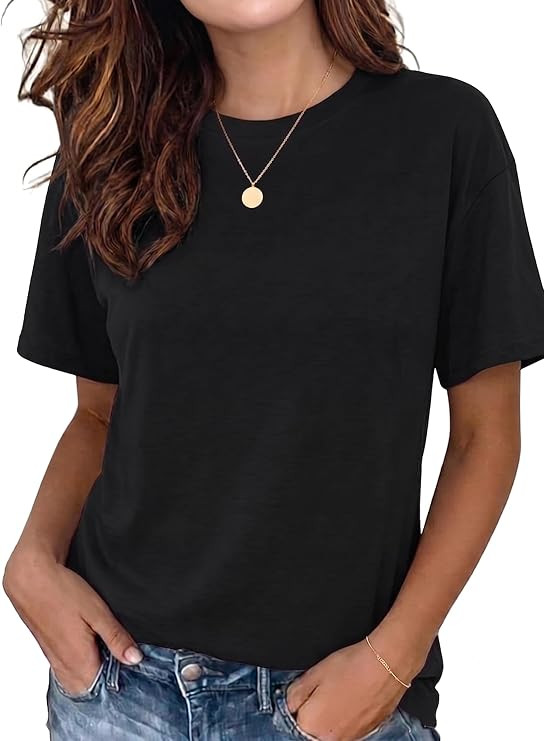 T Shirts for Women Summer Short Sleeve Crewneck Tops Graphic Basic Tees | Rosemia Soft Stretchy B... | Amazon (US)