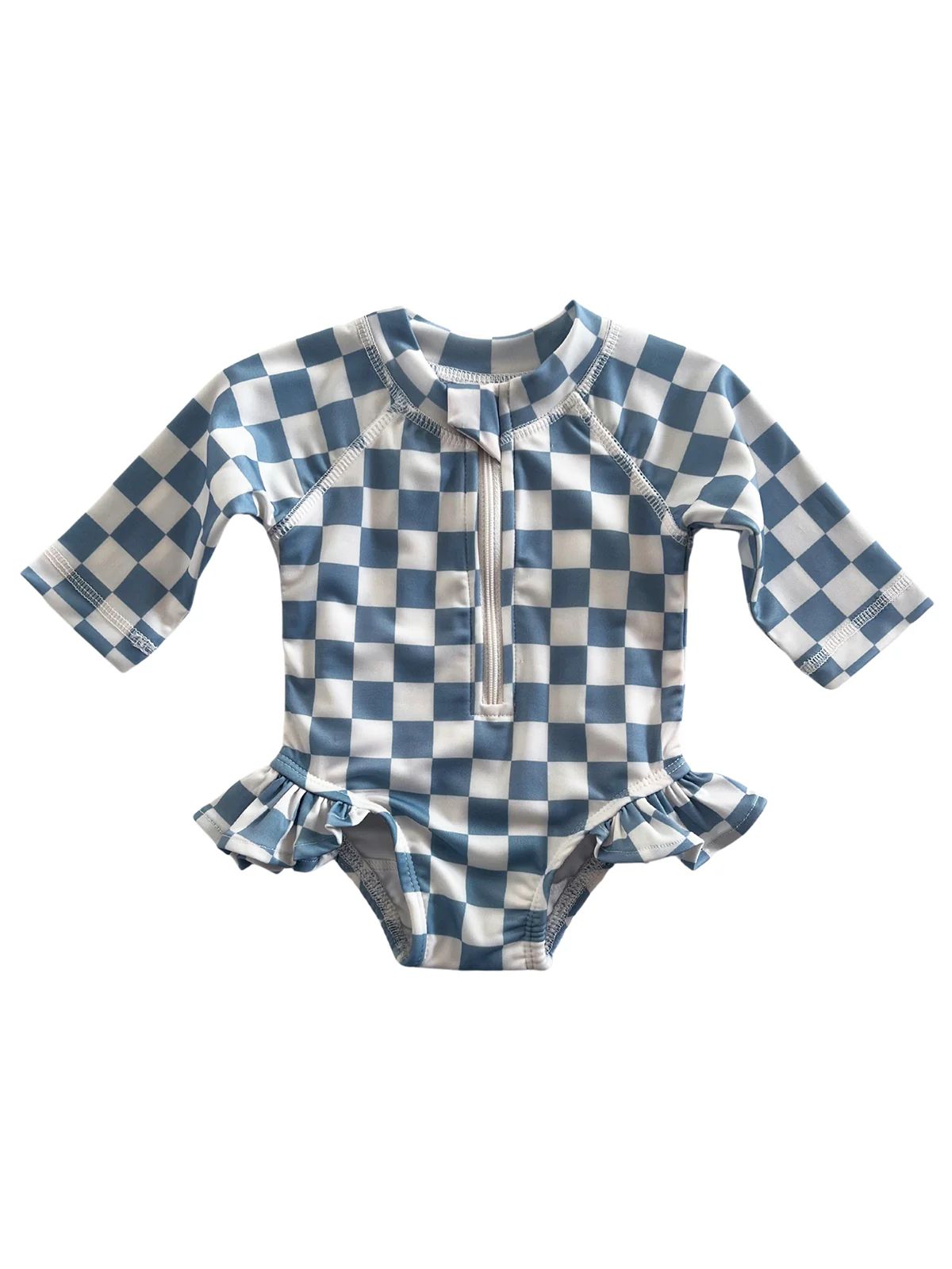 Blueberry Muffin Checkerboard / Skipper Rashguard Swimsuit / UPF 50+ | SpearmintLOVE