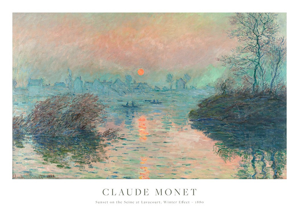 Monet - Sunset on the Seine at Lavacourt, Winter Effect Poster | Desenio