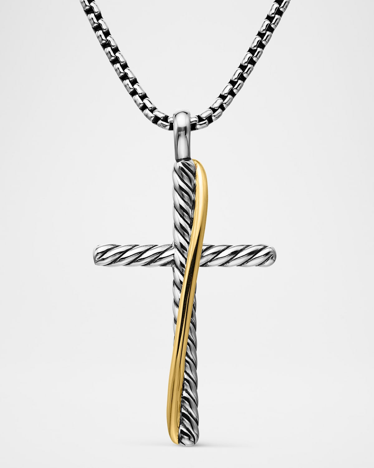 Crossover Cross Necklace w/ 18k Gold | Neiman Marcus