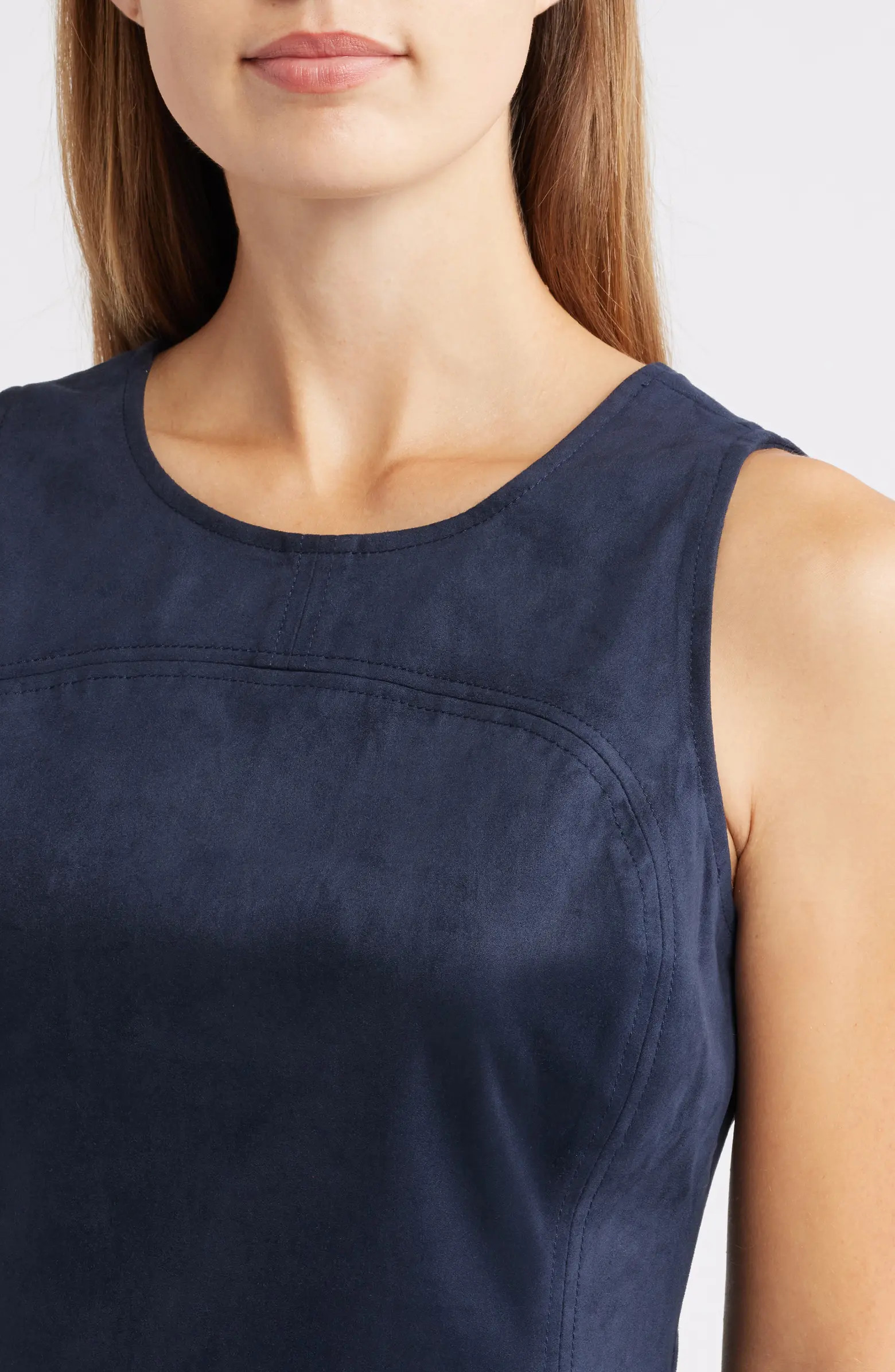 Pleated Hourglass Sleeveless Faux Suede Top | Nordstrom
