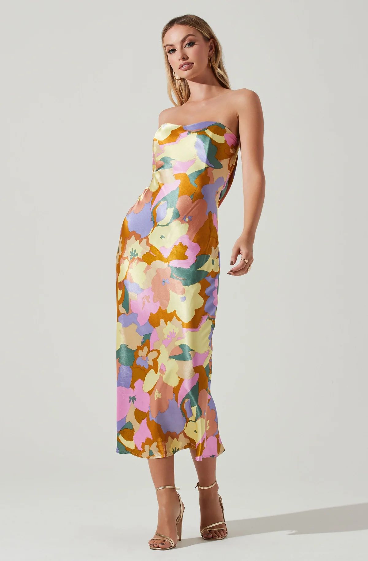 Annabeth Floral Strapless Midi Dress | ASTR The Label (US)