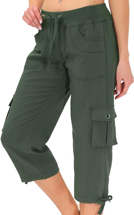 MoFiz Womens Capris with Pockets Loose Fit Casual Capri Pants Dressy Lightweight Ladies Baggy Car... | Amazon (US)