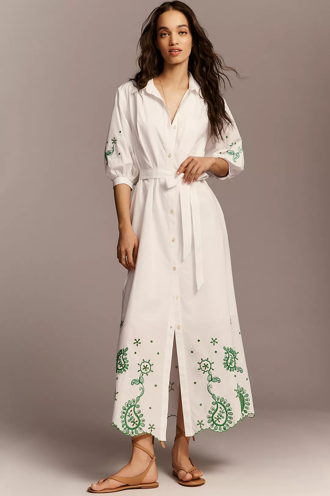 Maeve Mona Eyelet Maxi Shirtdress | Anthropologie (US)