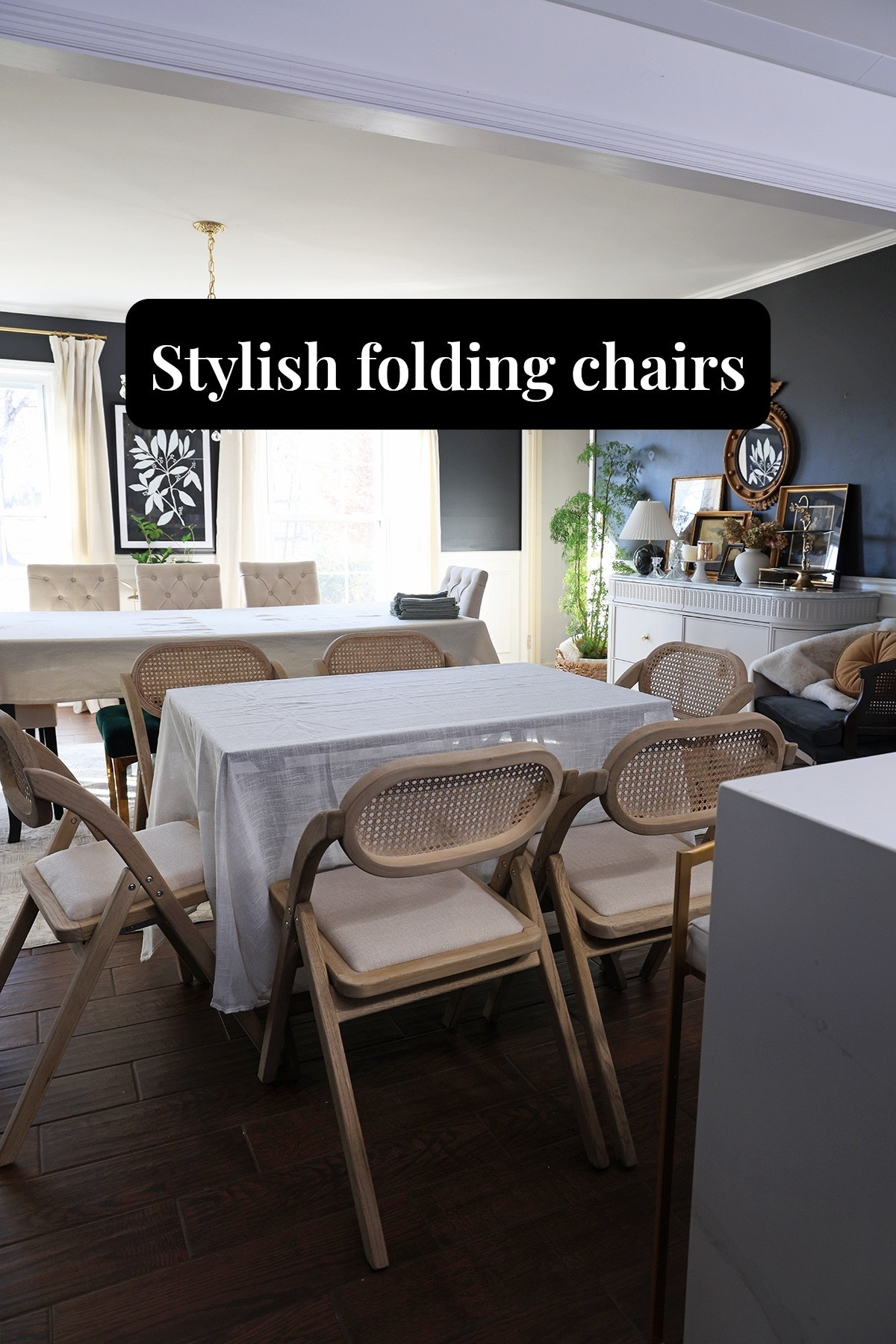 Gorgeous folding chairs and a folding table for additional dinner guests during the holidays

#LTKHome
