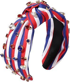 MOLOCH American Flag Headband 4th of July Headband Red White Blue USA Stripe Knotted Headband for... | Amazon (US)