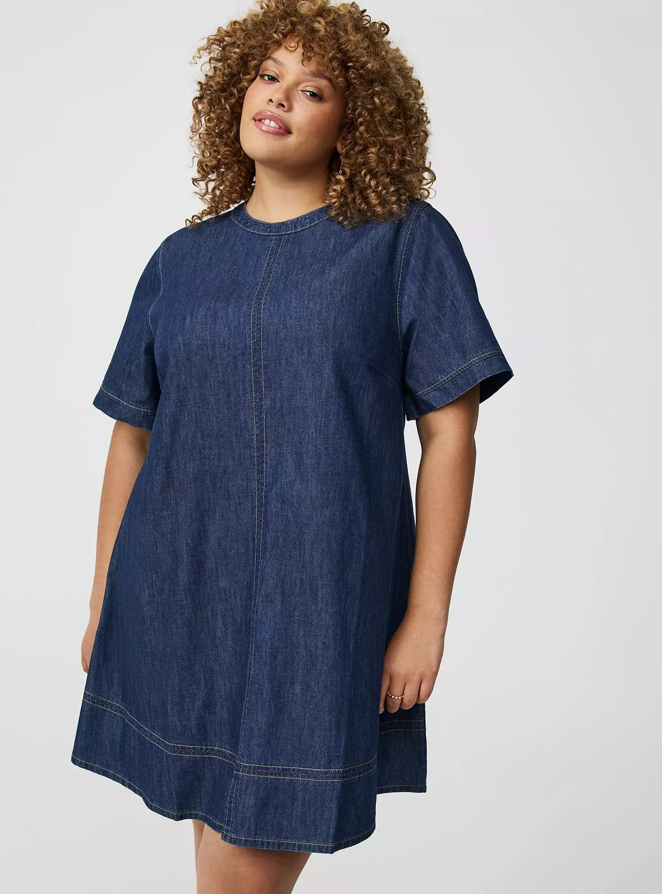 Mini Crew-Neck Denim Dress | Torrid (US & Canada)