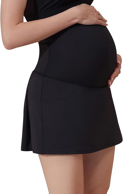 Maacie Maternity Tennis Skirts Quick-Dry Sports A-Line Skirt with Pockets | Amazon (US)