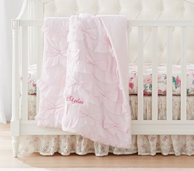 LoveShackFancy Sweet Dreams Ruffled Bow Baby Quilt | Pottery Barn Kids