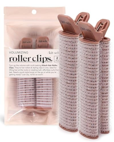 Kitsch Volumizing Hair Clips for Women - Hair Rollers for Volume & Curls - Volumizing Hair Products, Hair Roller Clips for Effortless Curls That Last - 2pc, Terracotta | Amazon (US)