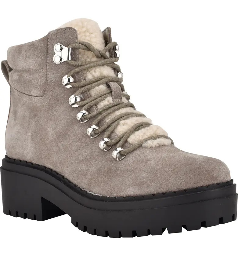 Marc Fisher LTD Nairy Lace-Up Genuine Shearling Lug Sole Bootie | Nordstromrack | Nordstrom Rack