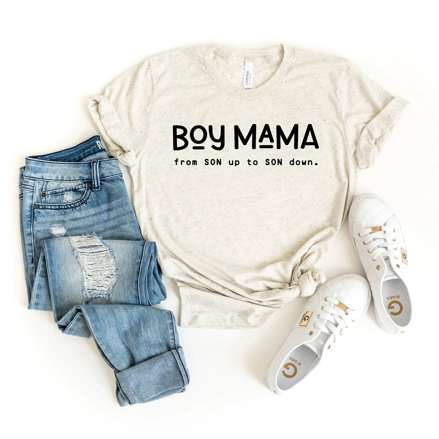 Boy Mom From Son Up To Son Down Graphic Tee, Oatmeal | SpearmintLOVE