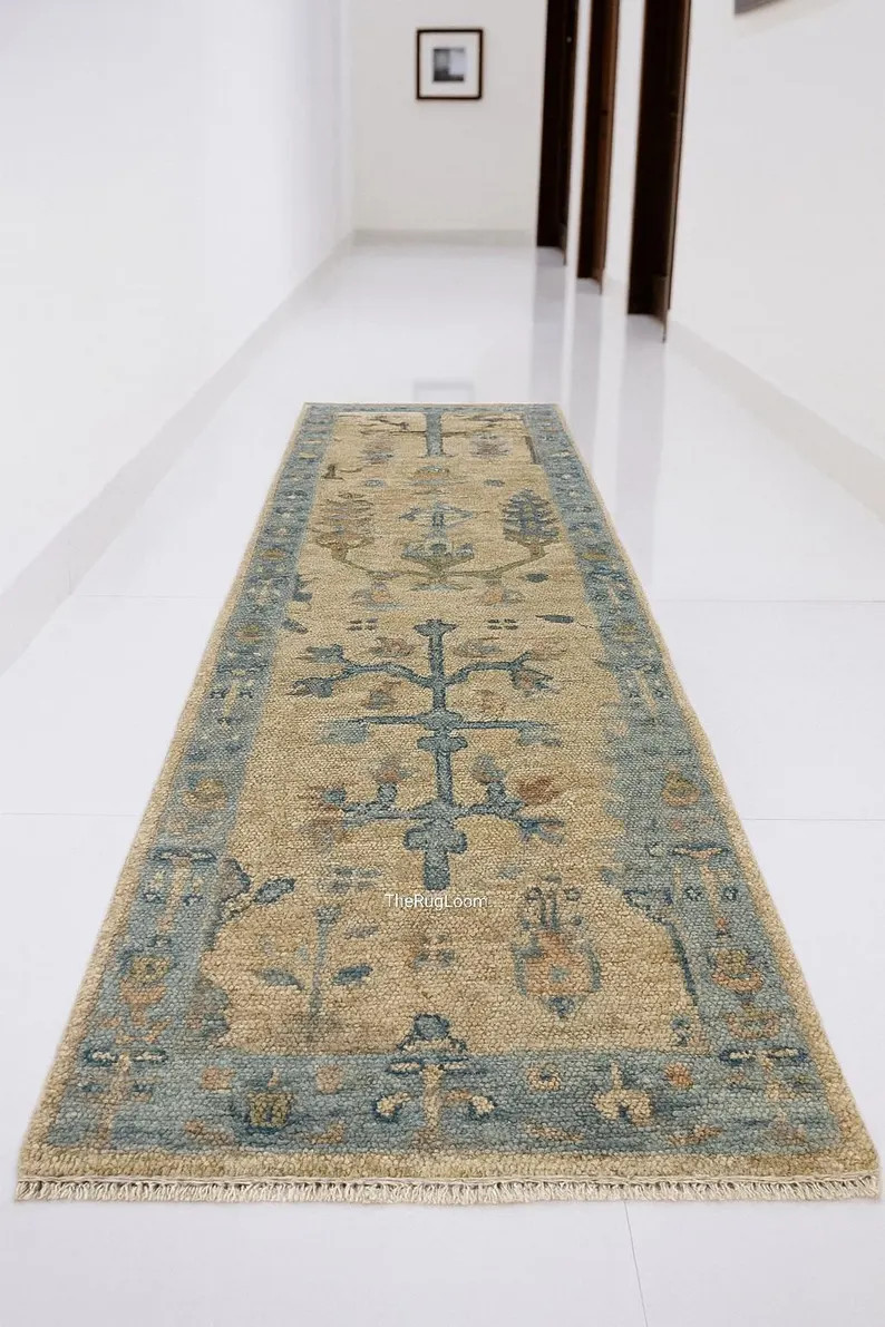 Handmade Oushak Runner Rug – Turkish Wool Hallway Rug, Boho Vintage Area Rug 2x8 2.5x10 3x10 3x... | Etsy (US)