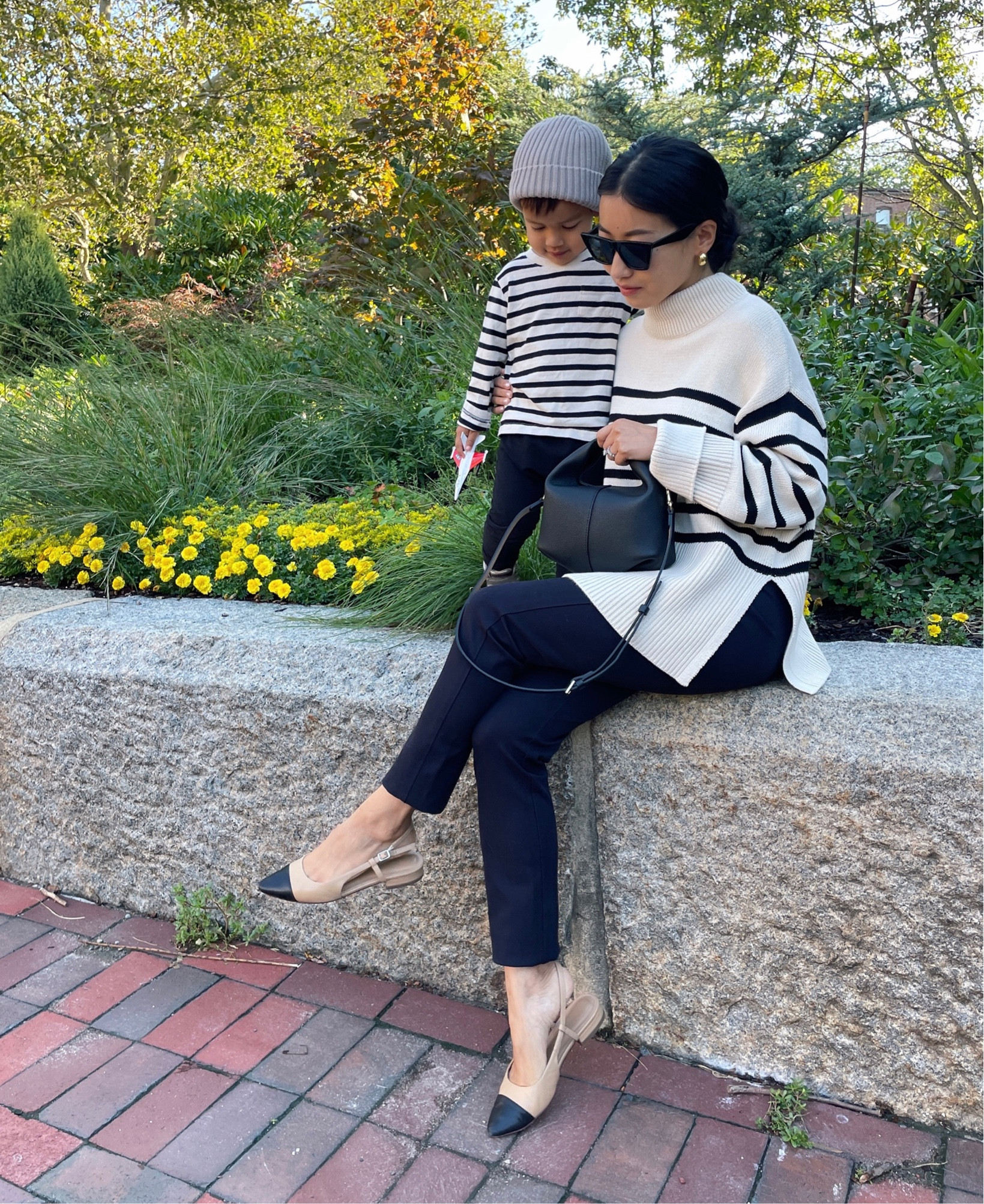 gap green and black striped sweater