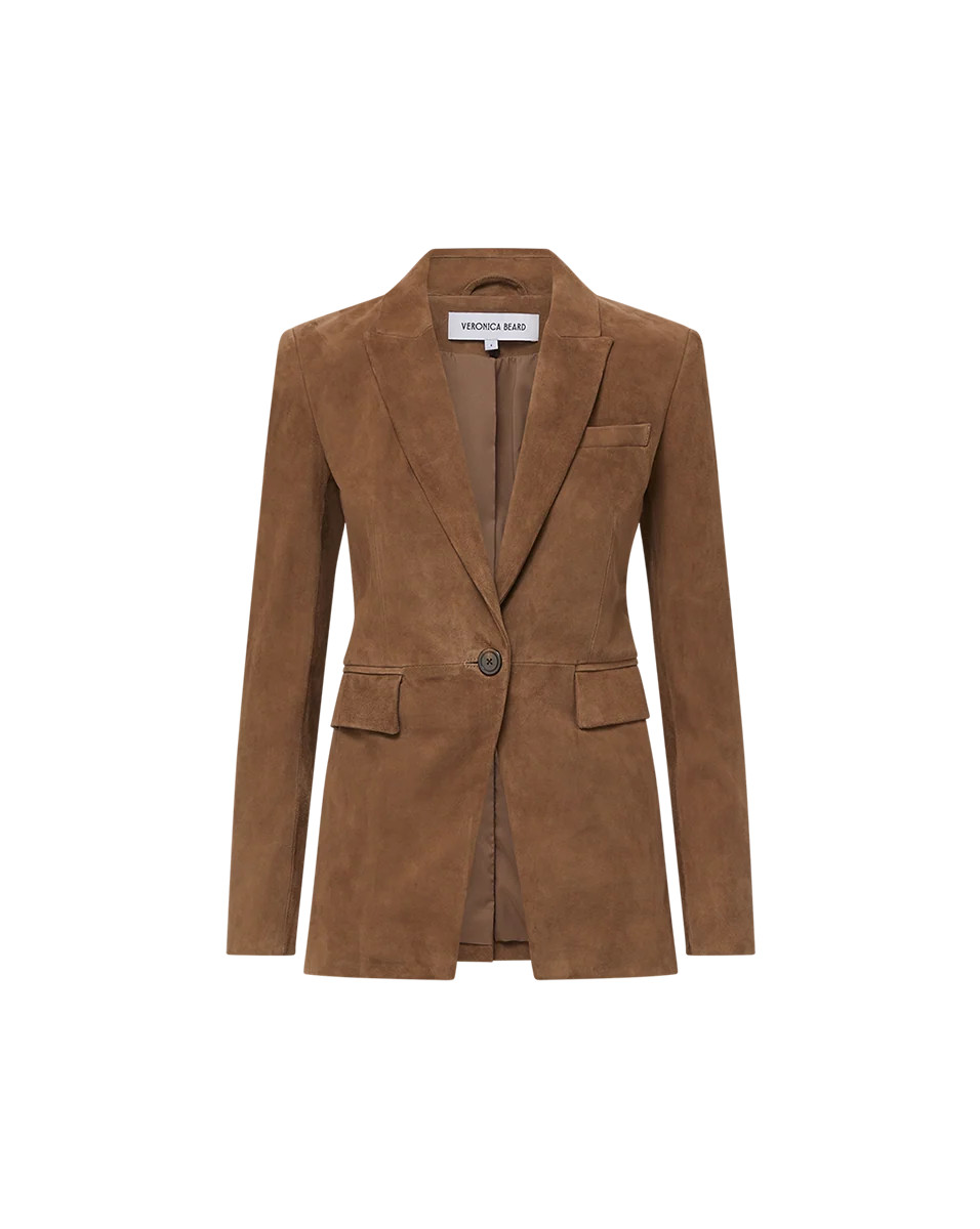 Duane Suede Dickey Jacket in Brown | Veronica Beard | Veronica Beard