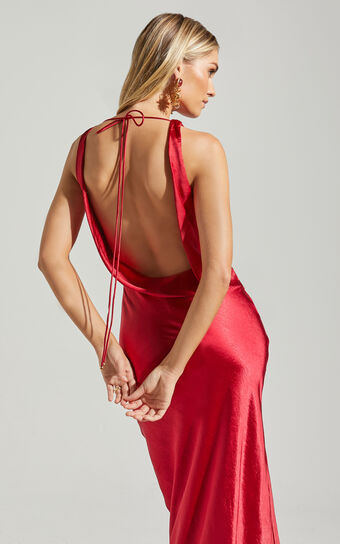 Adilah Maxi Dress - Cowl Neck Satin Dress in Wine | Showpo (US, UK & Europe)