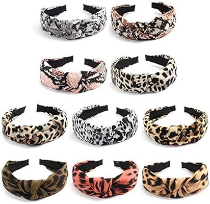 Ondder 10 Pack Knotted Headbands for Women Leopard Print Womens Headbands Wide Thin Thick Headban... | Amazon (US)