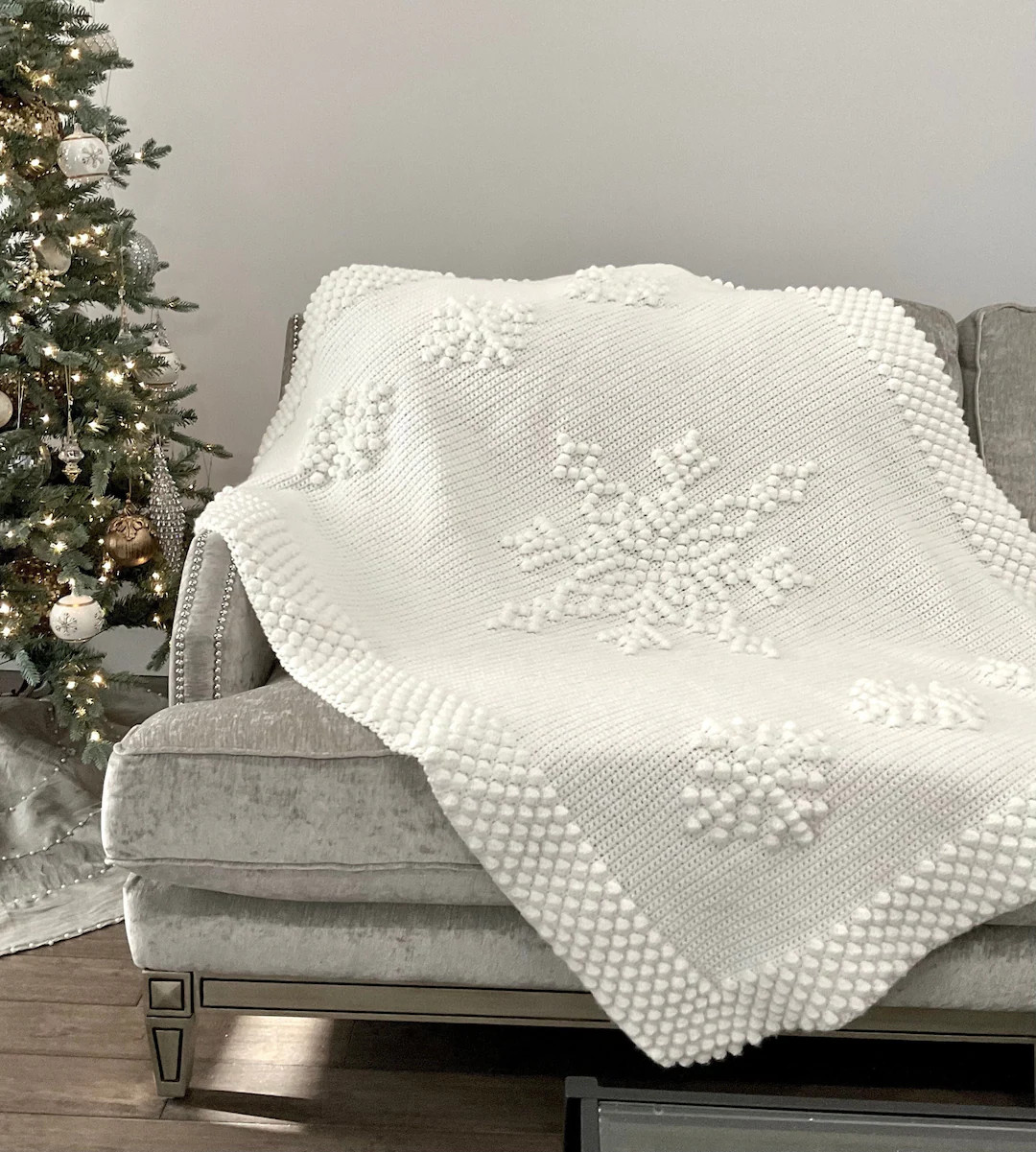 Christmas Crochet Blanket Pattern Snowflake Let It Snow Winter Crochet DIY Farmhouse Home Throw A... | Etsy (US)
