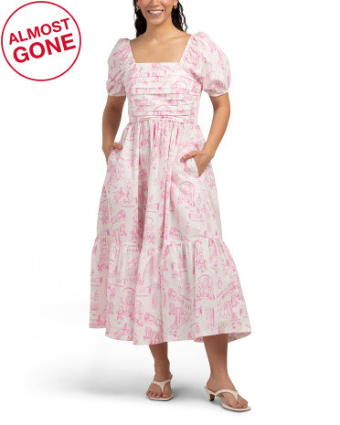 Puff Sleeve Pleated Top Maxi Dress | TJ Maxx