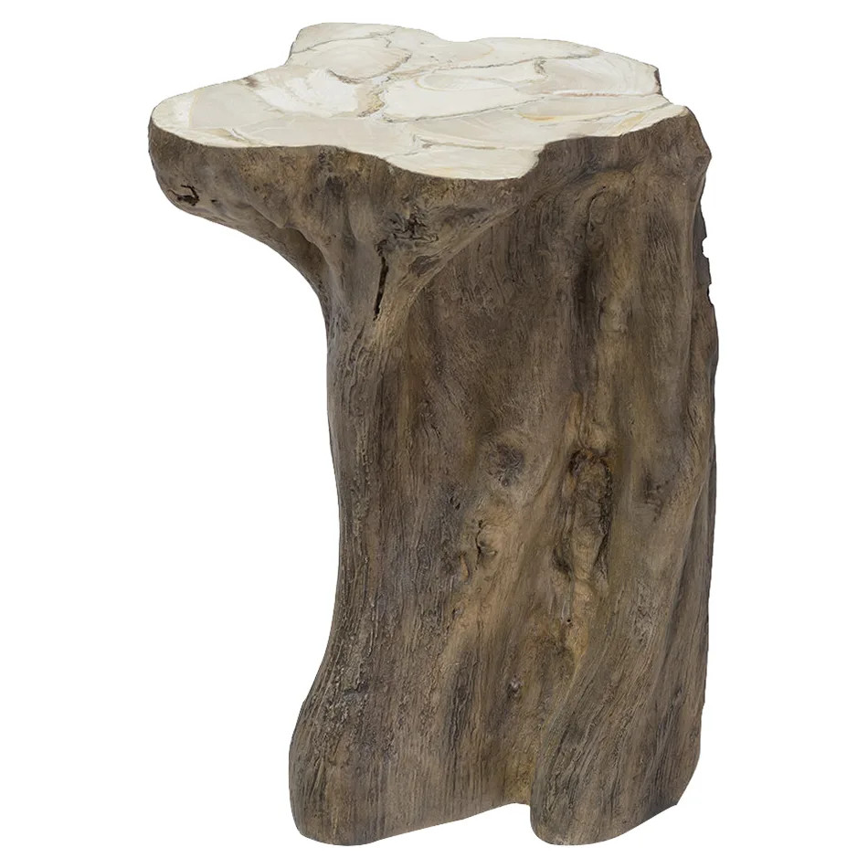 Palecek Chloe Rustic Fossilized Natural Tree Trunk Side End Table | Kathy Kuo Home
