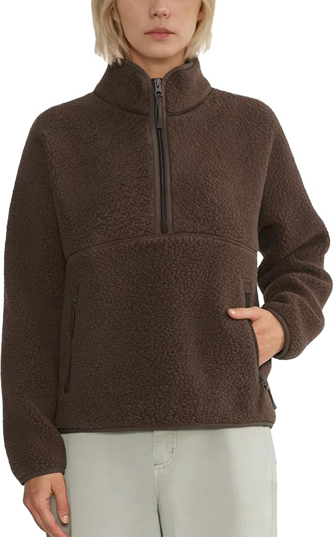 SeeLuNa Slouchy Fleece Sweatshirts for Women Half Zip Stand Collar Pullovers Fuzzy Warm Sherpa Cr... | Amazon (US)