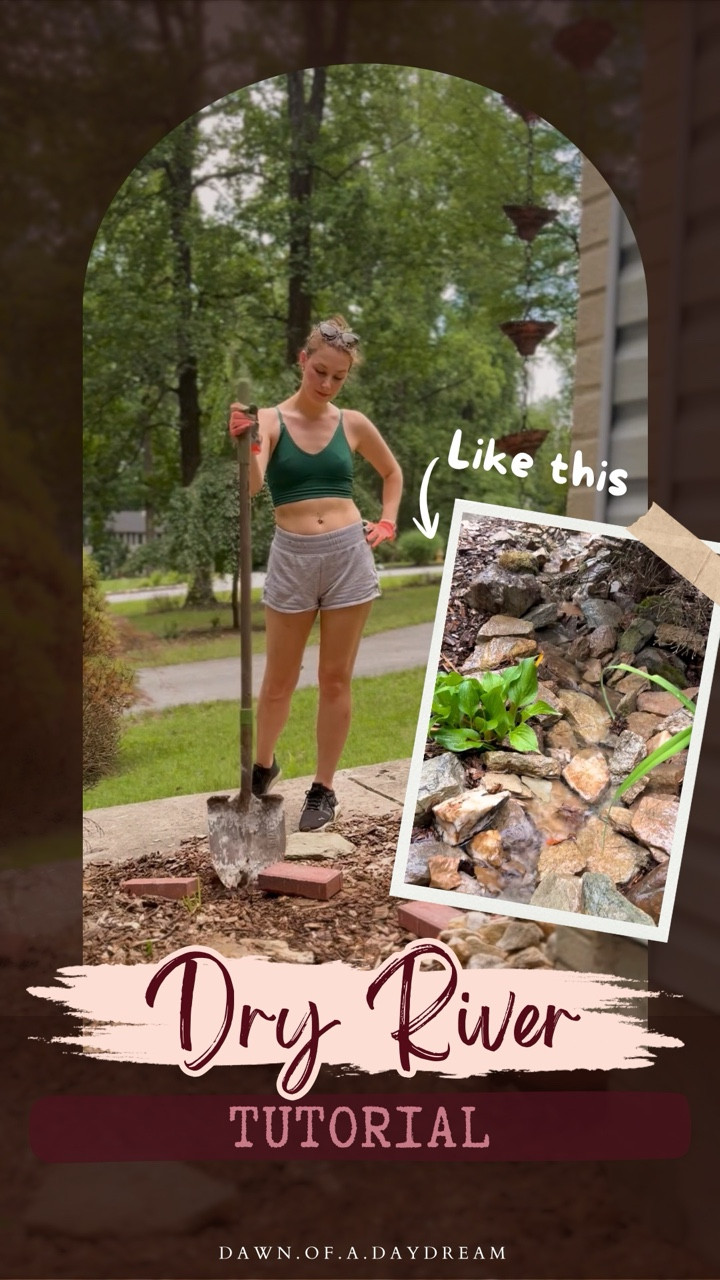 I was told to run a pipe across my yard 😬 so I built a river instead ✨

When I swapped our downspout for a rain chain, I knew proper drainage still mattered.
I just didn’t want the solution to be an eyesore.

So I created a dry river bed to guide water away from the house, protect our foundation, and turn a practical problem into something intentional (and a little magical 🥹💧🌿).

No heavy machinery, just a spade, an old pond liner, and some rocks. A functional solution that happens to look like a whimsical river 😍

If you’ve been stuck choosing between practical and beautiful… you don’t have to 😉

............................................................................ 

Old house, big dreams and a girl with zero experience figuring it out as she goes! 
This isn’t an expert DIY account. It’s a “you’ve got this too” kind of space 🫶
Follow along and let’s learn together! 💗

🎥 Want more than the pretty before and after? Stories are the heart of the project , unfiltered + in-progress
💌 It’s official: our cozy corner of the internet is open! Swing by the website , I’d love to see you there.

............................................................................

#DryRiverBed #RainChain #GardenDrainage #DIYGarden #OutdoorDIY DIY dry river bed for drainage • rain chain drainage solution • how to improve yard drainage • prevent water damage near foundation • functional garden design