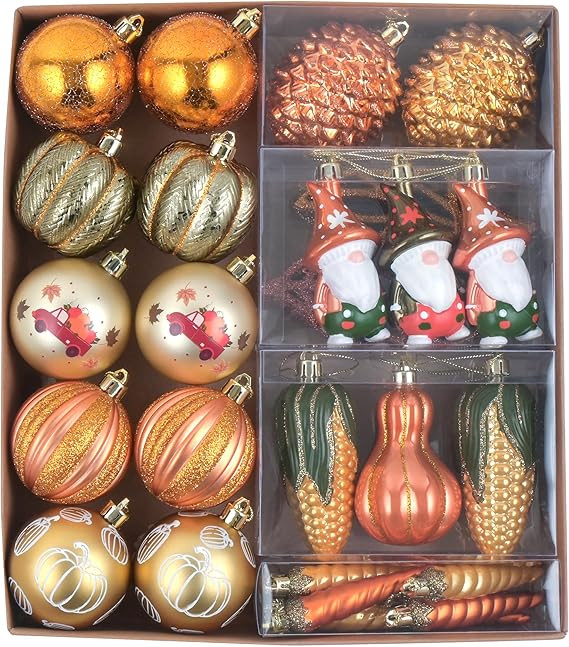 DecorbyHannah Fall Ornaments Decorations for Home, 40ct Thanksgiving Autumn Pumpkins Farmhouse Pi... | Amazon (US)
