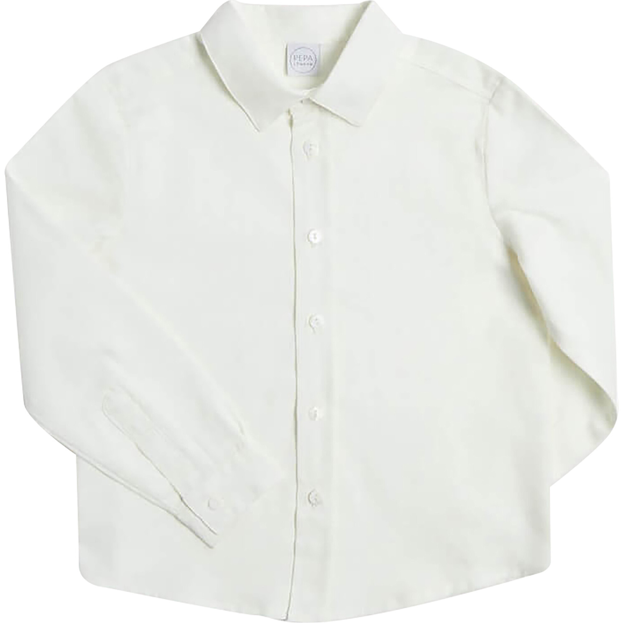 Polo Collar Long Sleeve Oxford Shirt, White | Maisonette