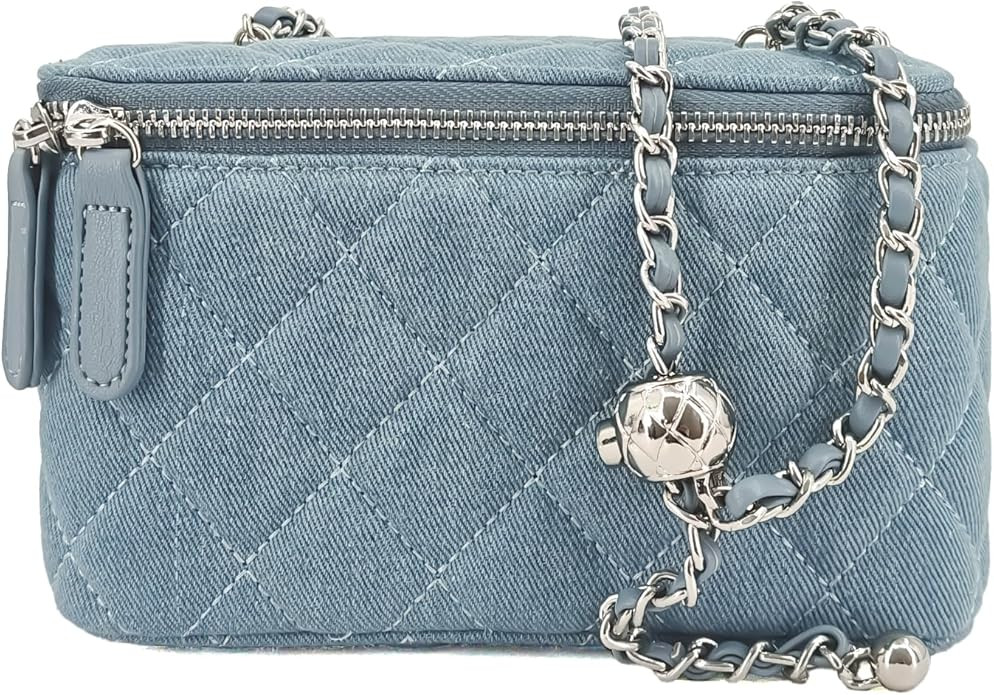 Mini Quilted Denim Crossbody Bag for Women, Small Jean Purse with Adjustable Chain Strap, Boxy De... | Amazon (US)