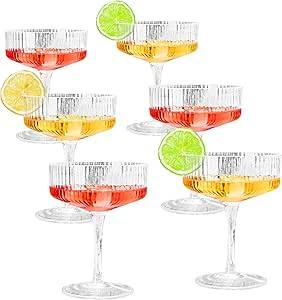 Montex 6 Pcs Ribbed Coupe Glasses Classic Vintage Cocktail Galssware, Pefect for Cocktail, Champa... | Amazon (US)