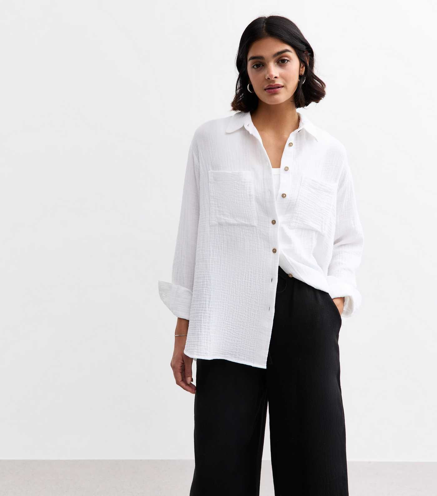 White Crinkled Texture Cotton Shirt | New Look | New Look (UK)