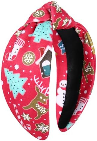 Christmas Headbands for Women Snowflake Tree Knotted Headband Wide Hairband Christmas Holiday Par... | Amazon (US)