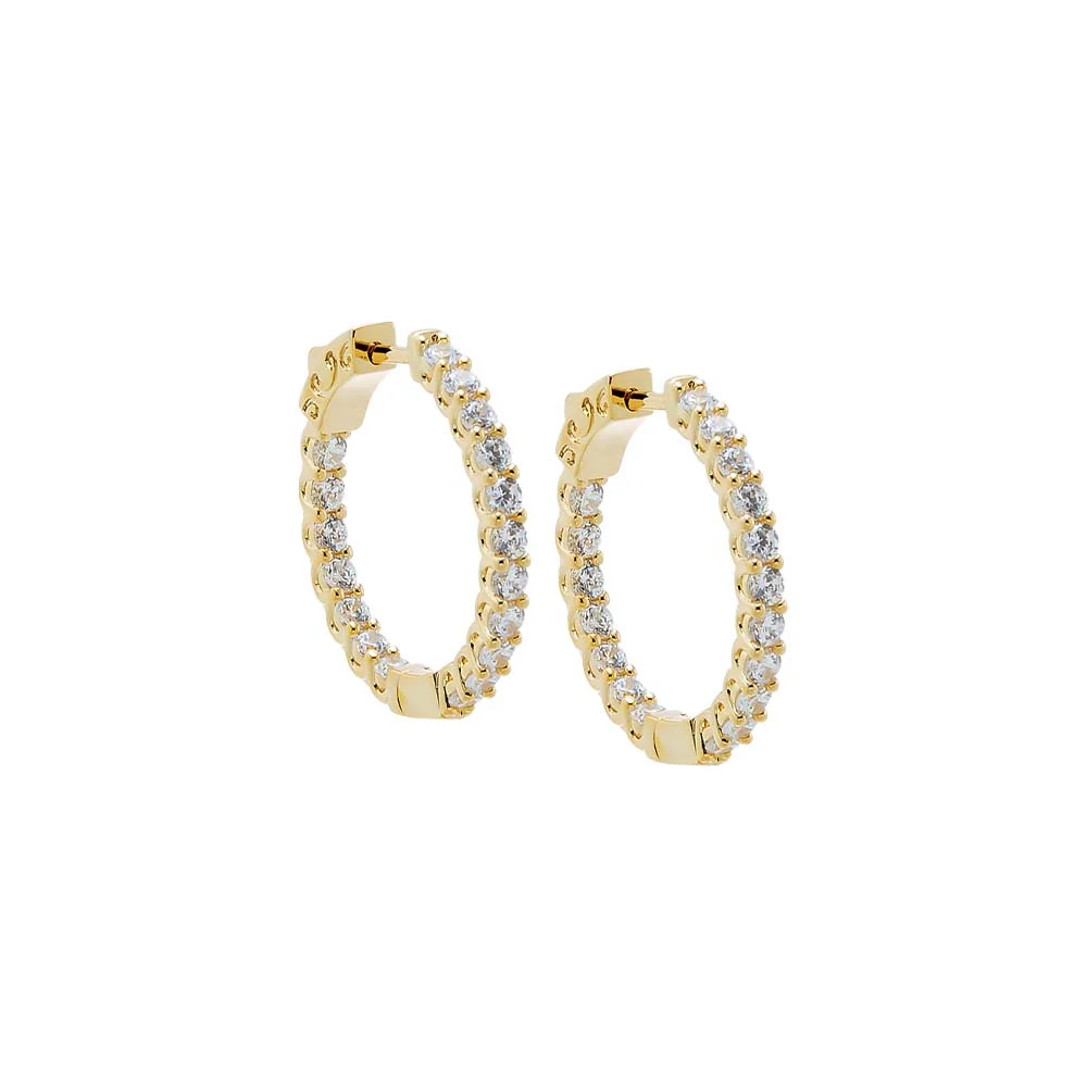 CZ Thin Round Hoop Earring | Adina Eden