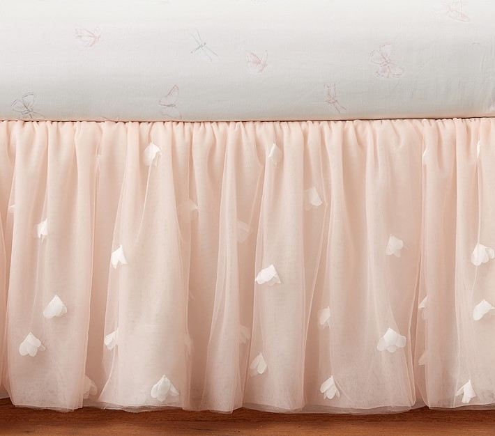 Monique Lhuillier Blush Pink Ethereal Bed Skirt | Pottery Barn Kids