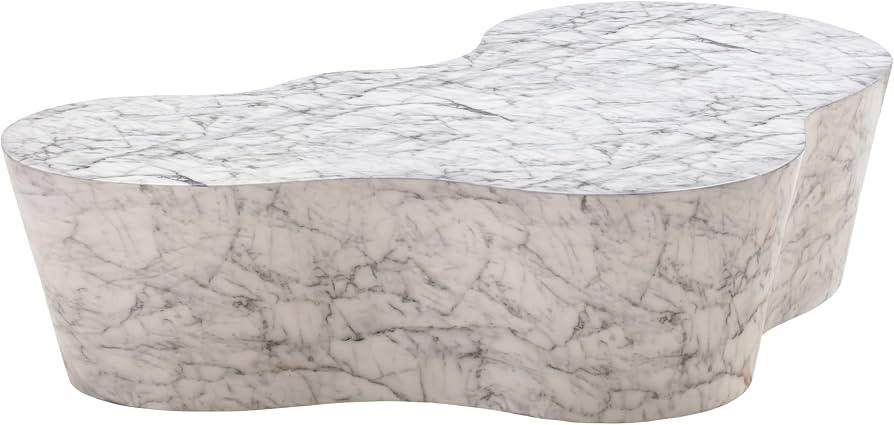First of a Kind Concrete Coffee Table in White - Modern Living Room Table with Marble Veneer Fini... | Amazon (US)
