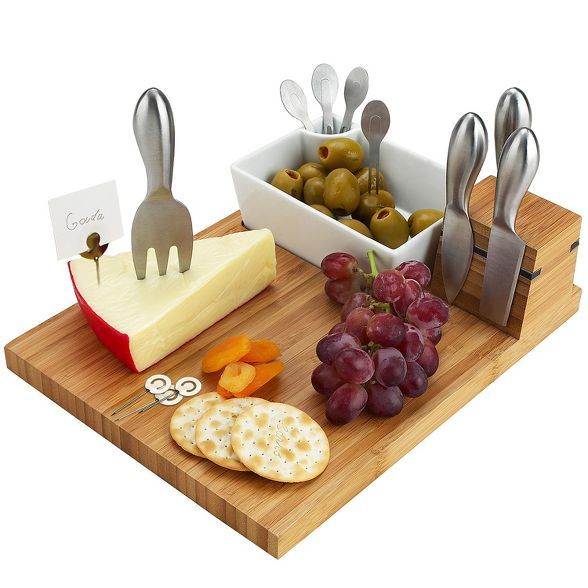 Picnic at Ascot Buxton Bamboo Cheese Board Set with 4 Tools & Cheese Markers | Target