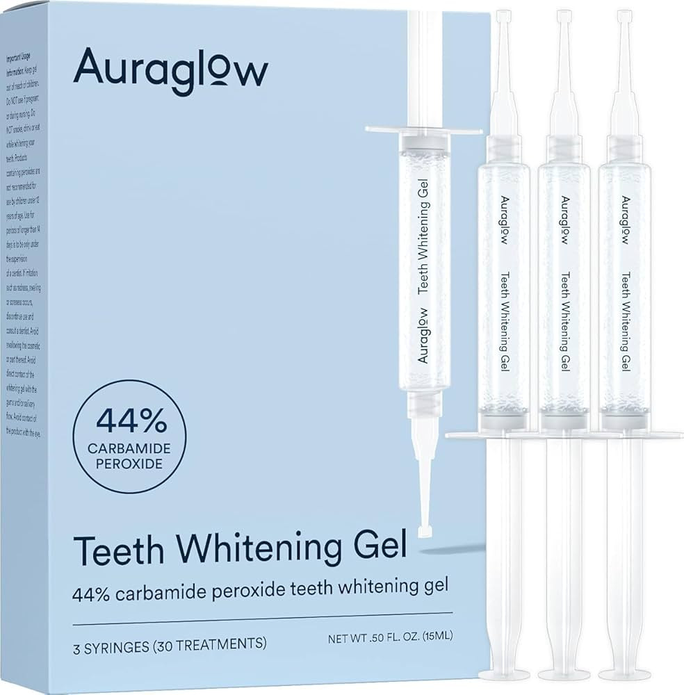 Auraglow 44% Teeth Whitening Gel Syringe Refill Pack, 44% Carbamide Peroxide, (3X) 5ml Syringes, ... | Amazon (US)