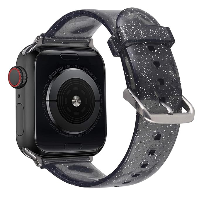 Wolait Compatible with Apple Watch Band 38mm 40mm, Premium Clear Glitter Soft Silicone Bracelet f... | Amazon (US)