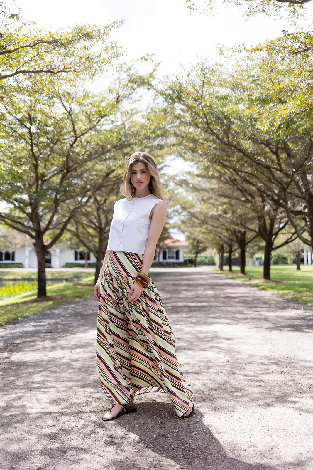 Luna Skirt Poplin - Sherbet Bande | Julia Amory
